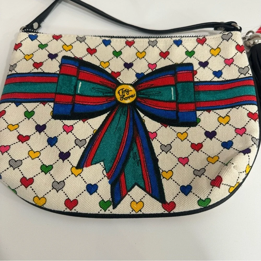 NWT Brighton Tom Clancy Love & Joy Holiday Canvas Crossbody Pouch Bag Tassel NWT